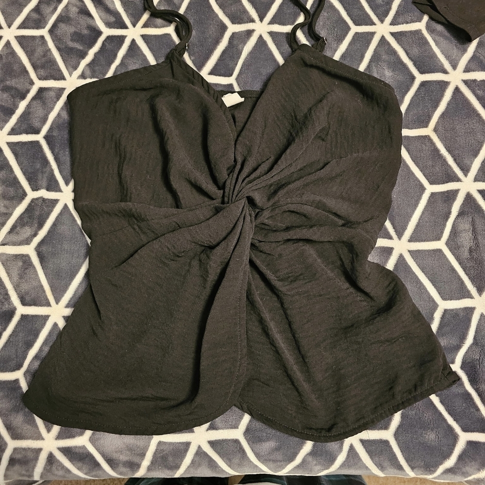 Chic Black Twist-Front Camisole
